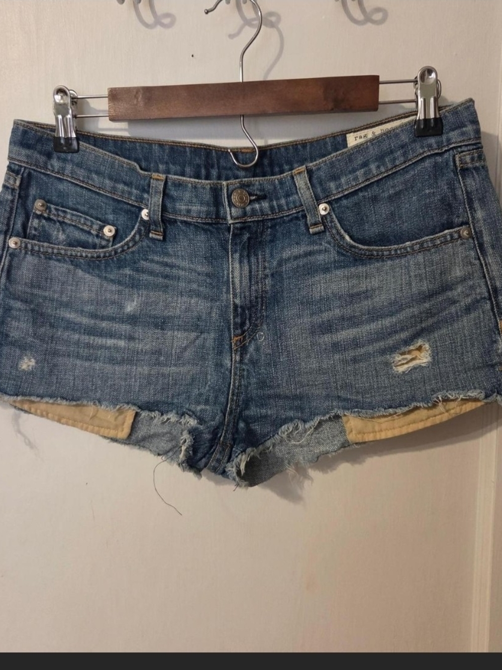 Y2k rag & bone Distressed Blue Denim Low Rise Cutoff Shorts